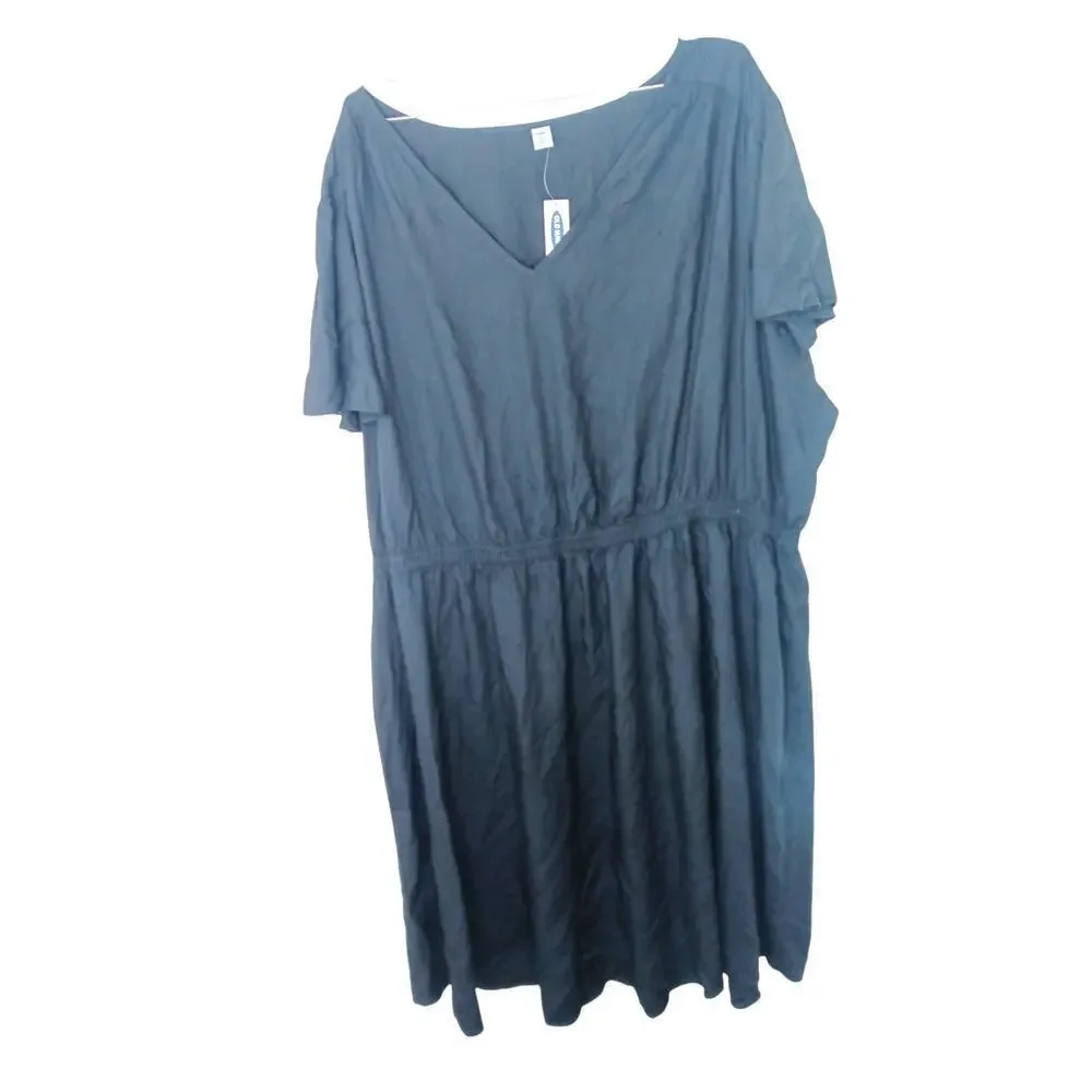 Old Navy Black Tiered V-Neck Dress 4X Plus Size NWT Lightweight Flowy - Picture 2 of 11